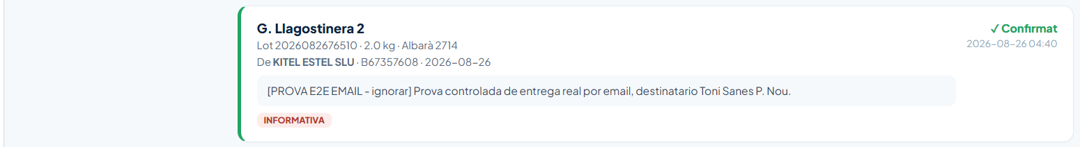 Pantalla real · confirmación del destinatario