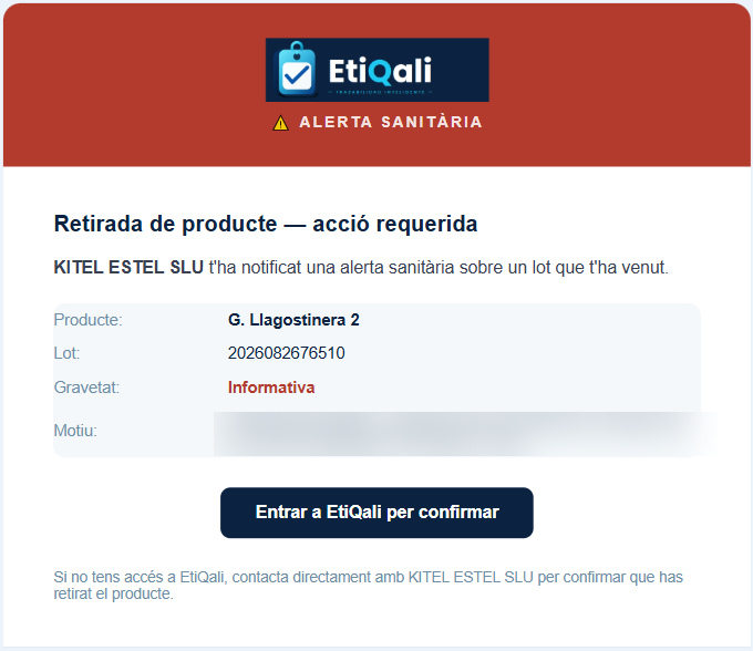 Pantalla real · email de notificación